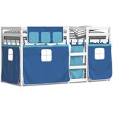  Krevet na kat sa zavjesama plavi 90x190 cm od masivne borovine | shoptok.hr