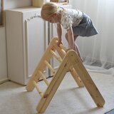 MeowBaby Svetlo modra/naravni borov les trikotnik 61x60x60 cm Montessori - | Shoptok.si