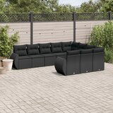  The Living Store Vrtna sedežna garnitura 10-delna z blazinami črn poli ratan - Vrtna Sedežna Garniture, (21478862) | Shoptok.si