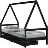  Okvir za dječji krevet s ladicama crni 90 x 190 cm od borovine | shoptok.hr
