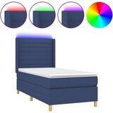 vidaXL Krevet box spring s madracem LED plavi 90x190 cm od tkanine | shoptok.hr