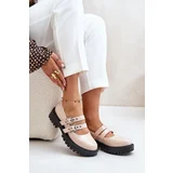 FB3 Women's Patent Shoes With Straps Beige Terione