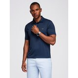 Ombre Stylish men's stretch fabric polo shirt - navy blue Cene