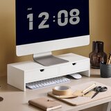 SoBuy stojalo za monitor pisalni organizator z 2 predaloma v beli barvi v skandinavskem slogu, (20815119) | Shoptok.si
