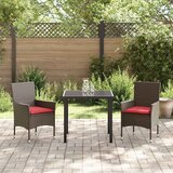  Set stola i stolica s jastukom 3 pcs Smeđa PE ratan | shoptok.hr