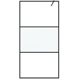 Pregrada za tuš crna 100 x 195 cm s napola mutnim staklom ESG | Eponuda.ba