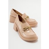 LuviShoes OMERA Beige Patent Leather Women's Shoes Cene