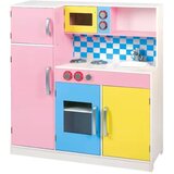 Kinder Home Dječja kuhinja GINGER HOME, drvena igračka za igre uloga s šarenim dizajnom, dimenzije 90x30x90 cm | shoptok.hr