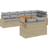  9-delni vrtni kavč set z blazinami bež poli ratan | Shoptok.si