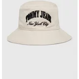 Tommy Jeans Bombažni klobuk bež barva, AW0AW15960
