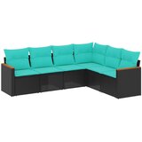 vidaXL Vrtni set od 6 dijelova s jastucima crni poliratan - Crna i plava Bez stola 1 | shoptok.hr