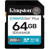 Kingston SD 64GB CanvasGoPlusSDXC,r/w:200/100MB/sDSLRs, mirrorless cameras, 4K video Cijene