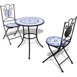  3-dijelni bistro set s keramičkim pločicama plavo-bijeli | shoptok.hr