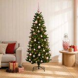  Umjetno božićno drvce s kuglicama 150 cm 150 LED lampica - 150 cm s LED-ima i ružičastim lopticama Zelena | shoptok.hr