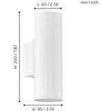Eglo riga spoljna zidna lampa/2, led, gu10, 2x3w, čelik/bela | Eponuda.com