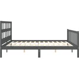  Okvir za krevet s uzglavljem sivi 200 x 200 cm od masivnog drva | shoptok.hr