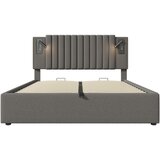 Lumor Oblazinjena postelja 180x200 cm iz bombažne tkanine - z berilnimi lučkami in USB polnjenjem - siva, (22151357) | Shoptok.si