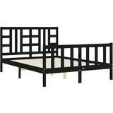  Kreveta s uzglavljem crni 140 x 190 cm od masivnog drva | shoptok.hr
