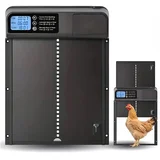 Elektronska avtomatska LCD vrata za kokošnjak s programatorjem črna