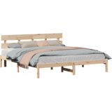 vidaXL krevetni okvir s uzglavljem 180x200 cm masivna drvena borovina | shoptok.hr
