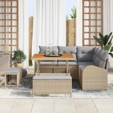  8-delni vrtni kavč s blazinami Bež Poly Rattan Akacija | Shoptok.si