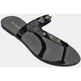 Zaxy Black shiny flip-flops with spike gold detailing cene