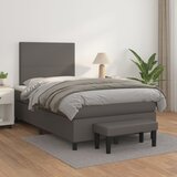 vidaXL Box spring postelja z vzmetnico siv 120x200 cm umetno usnje Cene