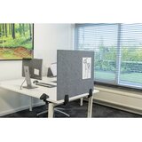 SMIT VISUAL Namizna predelna stena za enojno delovno mesto, emajlirana površina in površina iz PET-klobučevine, bele / sive barve, širina 1600 mm | Shoptok.si