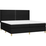 Box spring postelja z vzmetnico LED črna 200x200 cm blago