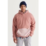 AC&Co / Altınyıldız Classics Men's Pale Pink Melange Oversize Wide Cut Inner Fleece 3 Thread Hooded Sweatshirt Cene