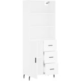  Visoka komoda bijela 69,5x34x180 cm konstruirano drvo Slike