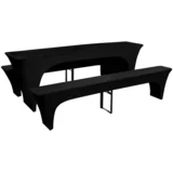Rastezljive Navlake za Pivski Stol i Klupe Crne 220 x 50 x 80 cm