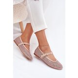Boto Embellished Women's Ballerinas With Strap And Buckle Beige Avirae | shoptok.hr