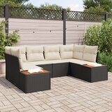  Set za vrtni kauč od 6 dijelova s jastučićima crni poli ratan acacia | shoptok.hr