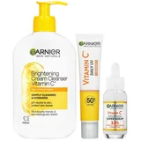 Garnier Skin Naturals Vitamin C Brightening Super Serum Set serum za lice 30 ml + dnevna krema za lice 40 ml + krema za čišćenje 250 ml za ženske