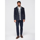 Ombre Men's knitted jacket with a fitted cut - navy blue | shoptok.hr