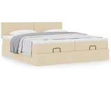 Otomanski okvir kreveta s madracima krem 200x200cm od tkanine | shoptok.hr