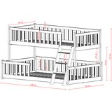  Drveni dječji krevet na kat Nice - 90/120x200 cm - bijeli | shoptok.hr
