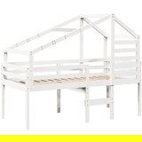 vidaXL Visoka postelja s streho bela 90x190 cm trdna borovina, (21243119) | Shoptok.si