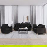 vidaXL Sedežna garnitura 3-delna z vzglavniki črno blago | Shoptok.si