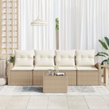 vidaXL 5-dijelni vrtni kauč set s jastučićima Bež poli ratan | shoptok.hr