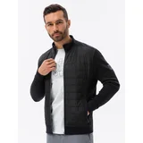 Ombre Men's unbuttoned jacket with quilted front - black