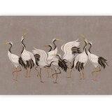  Foto tapeta - Crane dance – bright silhouettes of birds against a warm grey background with texture 350x256 Vodootporna | shoptok.hr