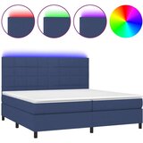  Krevet box spring s madracem LED plavi 200x200 cm od tkanine | shoptok.hr