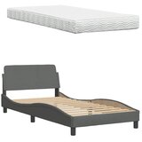 Krevet s madracem Hanko tamnosivi 100 x 200 cm od tkanine | Eponuda.com