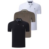 Dewberry TRIPLE SET T8561 MENS T-SHIRT-BLACK-WHITE-GREEN | shoptok.hr