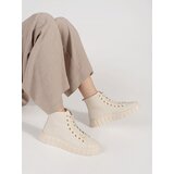 GOODIN Women's high sneakers light beige on a platform | Shoptok.si
