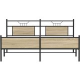 Metalni Kovinski posteljni okvir brez vzmetnice sonoma hrast 160x200 cm | Shoptok.si