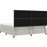 vidaXL Box Spring postelja z vzmetnico in LED svetlobo svetlo siva 200x200 cm žamet | Shoptok.si