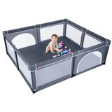  Dječja ogradica 200 x 180 cm s 50 igraćih loptica, ogradica sa zatvaračem, tamno siva | shoptok.hr